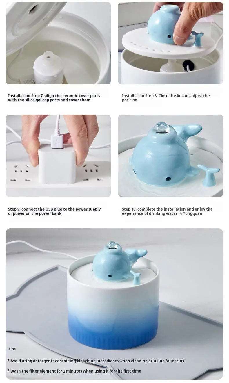Ceramic Cat Water Fountain | Whale Water Fountain Spout