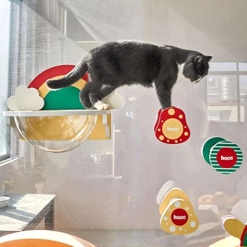 Rainbow Super Mary Space Capsule Cat Jumping Nest – The Ultimate Cozy Playground for Cats